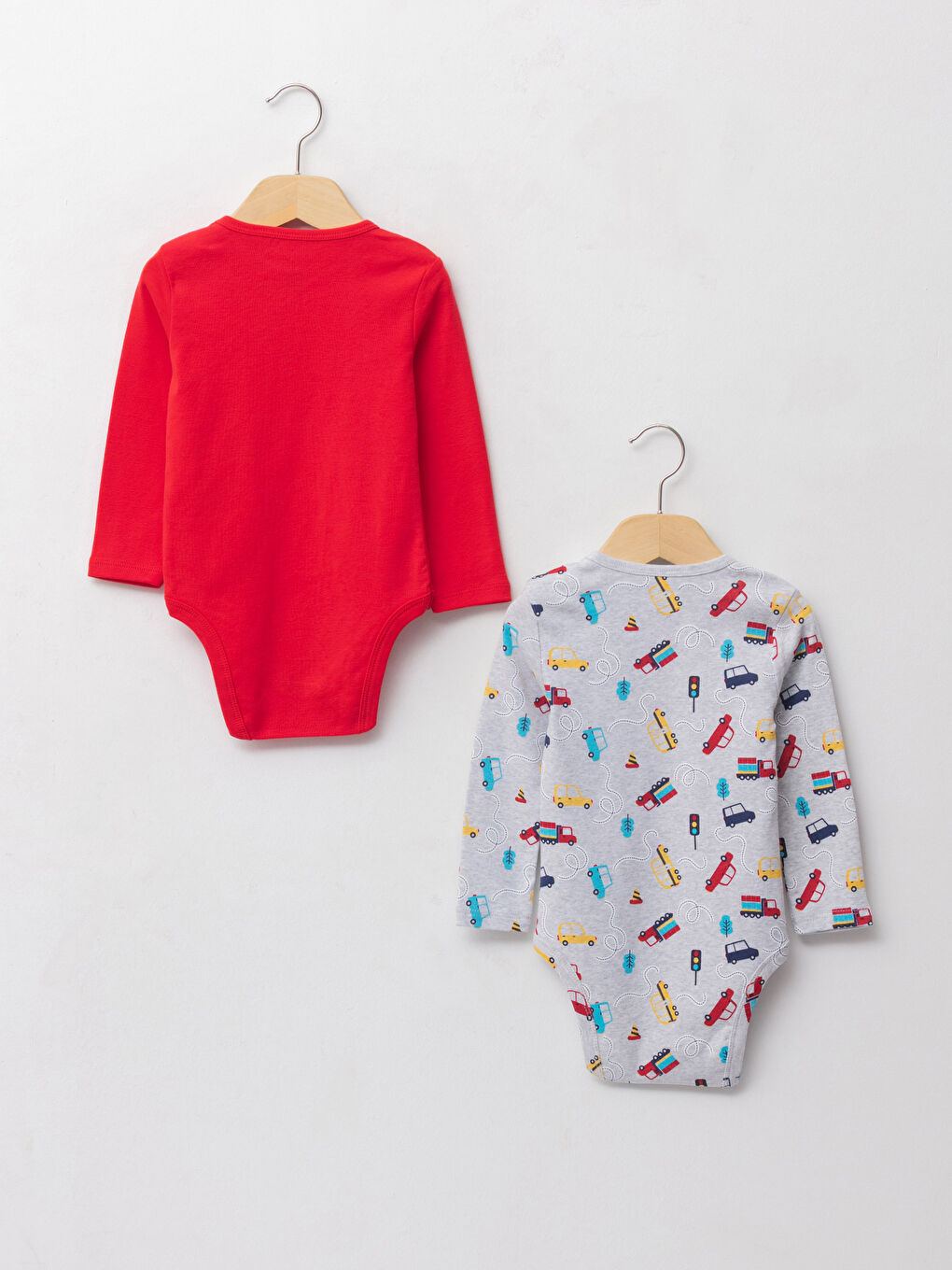 Боди с круглым вырезом и длинным рукавом с принтом для мальчика с заклепками на промежности, 2 упаковки-1