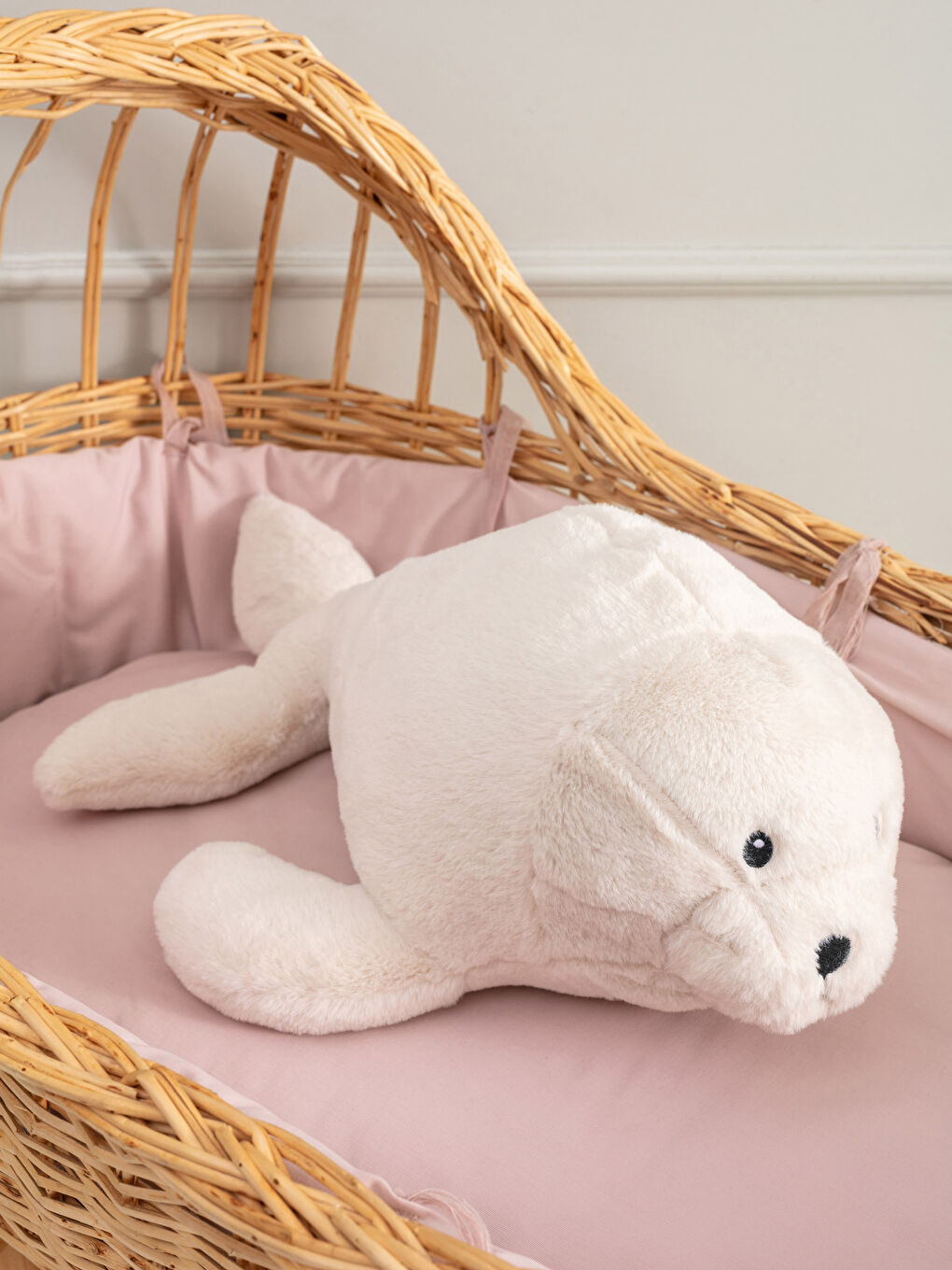 LCW HOME Embroidery Detailed Filled Plush Baby Seal Throw Pillow 50x19 Cm -W1JY28Z1-DHE
