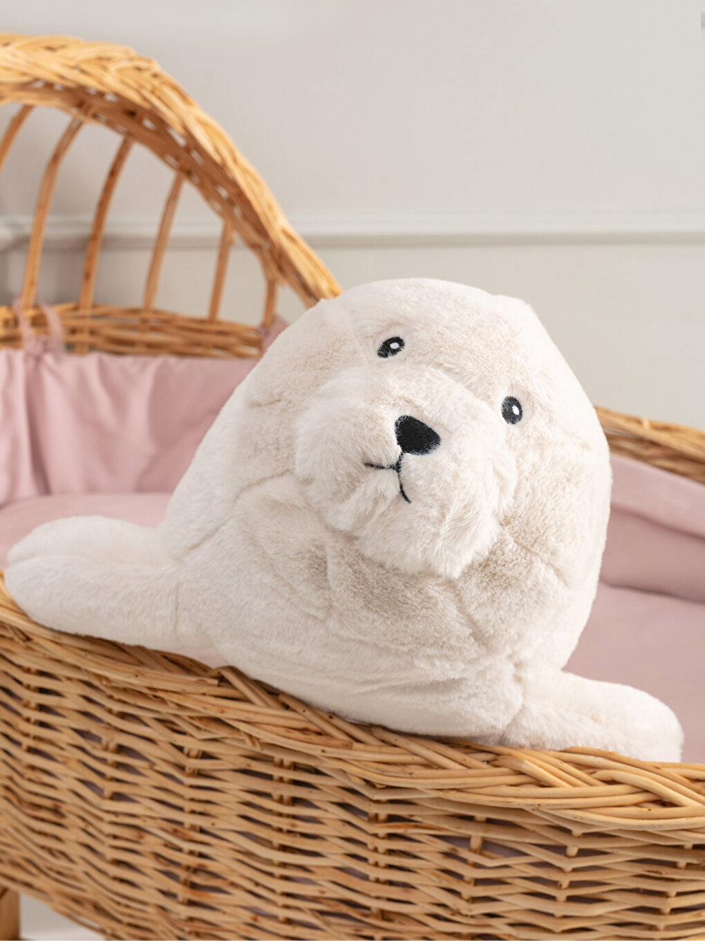 LCW HOME Embroidery Detailed Filled Plush Baby Seal Throw Pillow 50x19 Cm -W1JY28Z1-DHE
