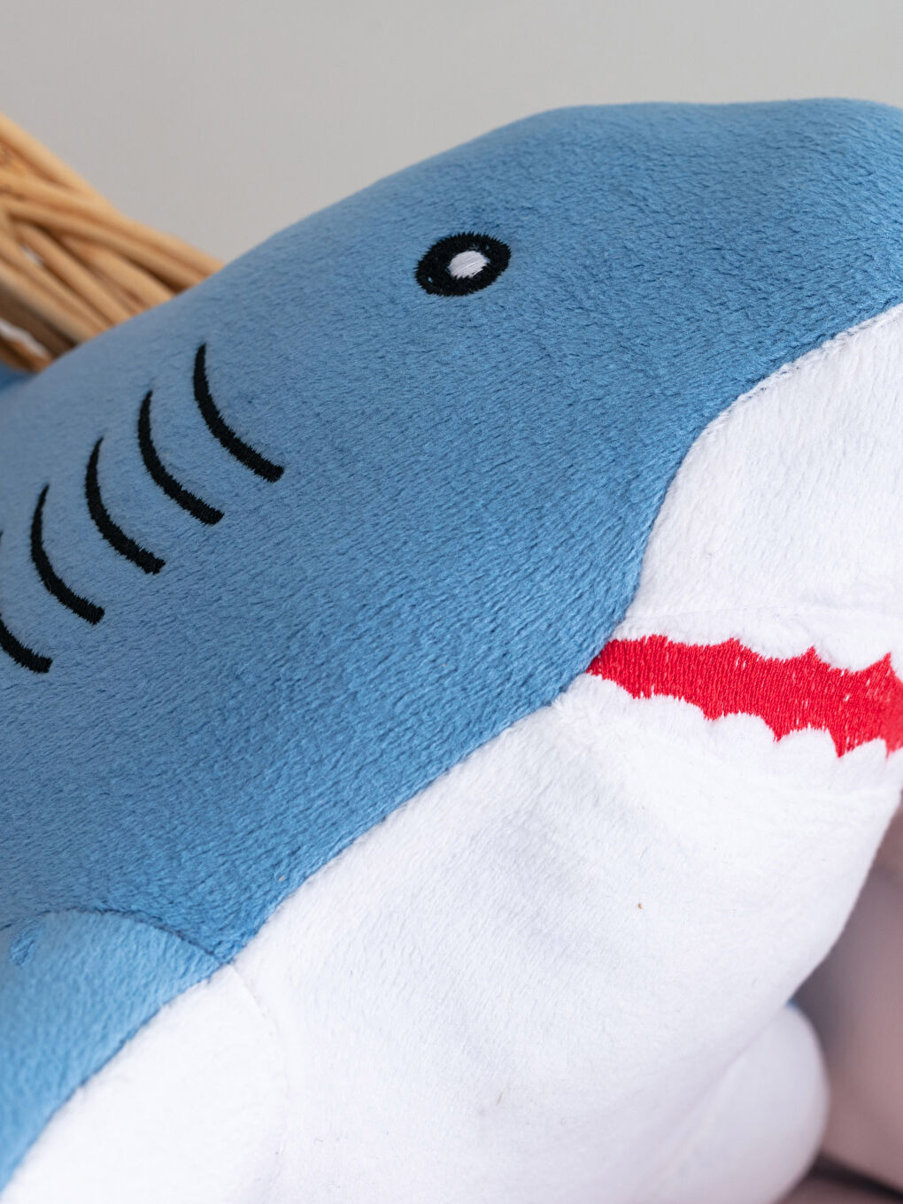 LCW HOME Shark Embroidered Plush Filled Throw Pillow 46x30 Cm -W1JY32Z1-RA3