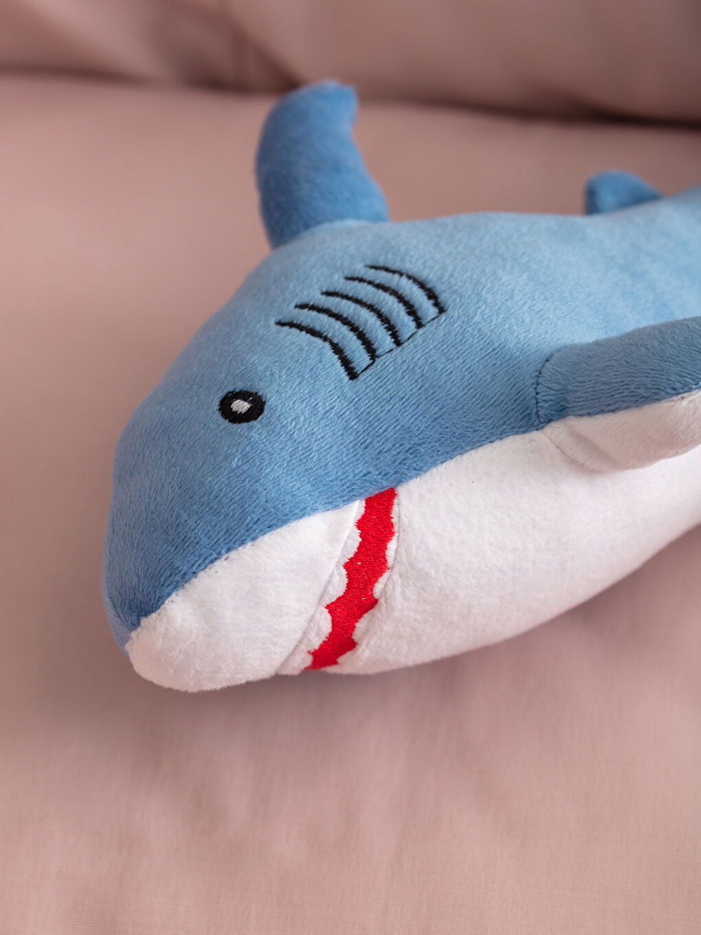 Embroidery Detailed Filled Plush Baby Shark Throw Pillow 20x16 Cm-1
