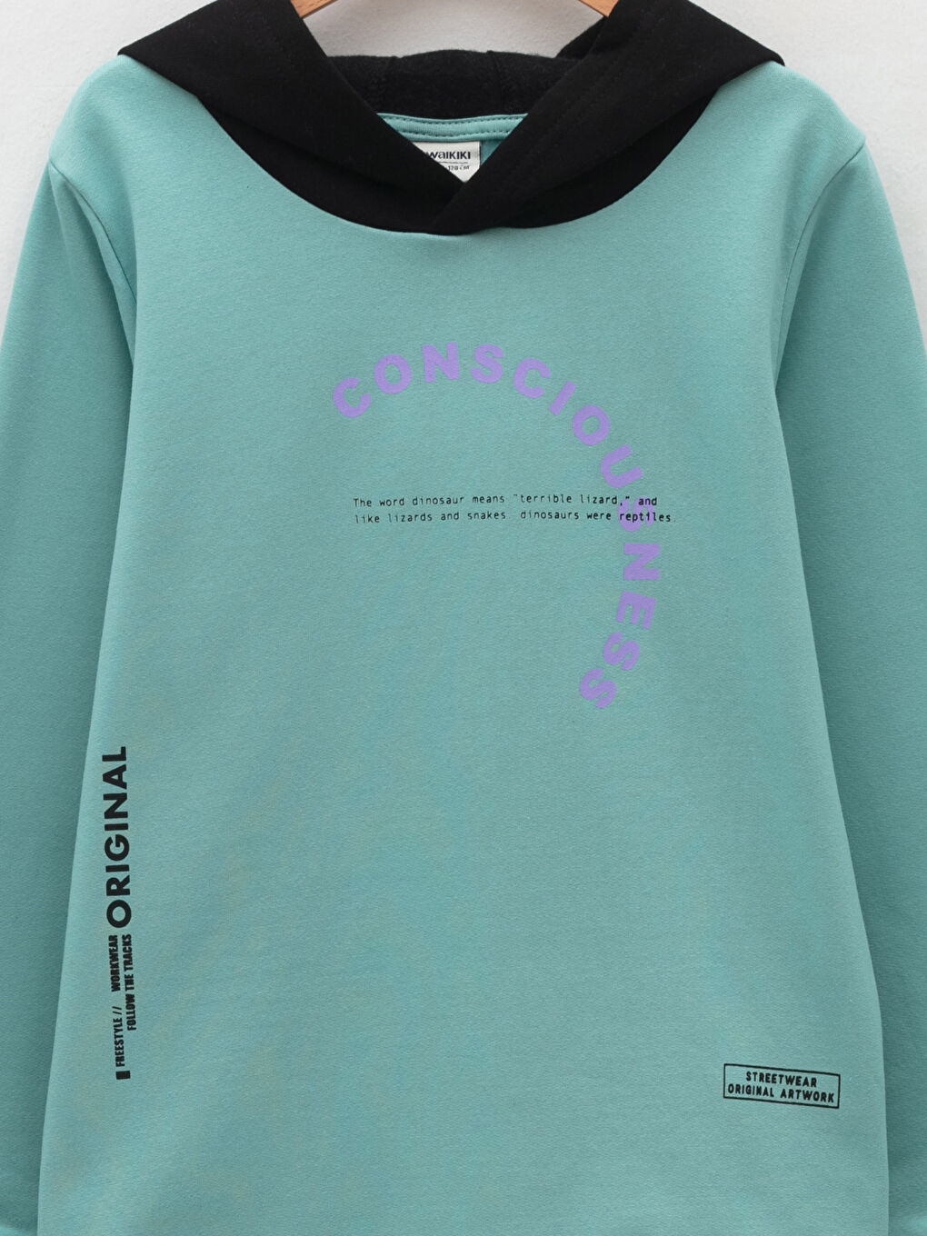 LCW Kids Hooded Printed Long Sleeve Boys' Sweatshirt -W1K439Z4-GMK
