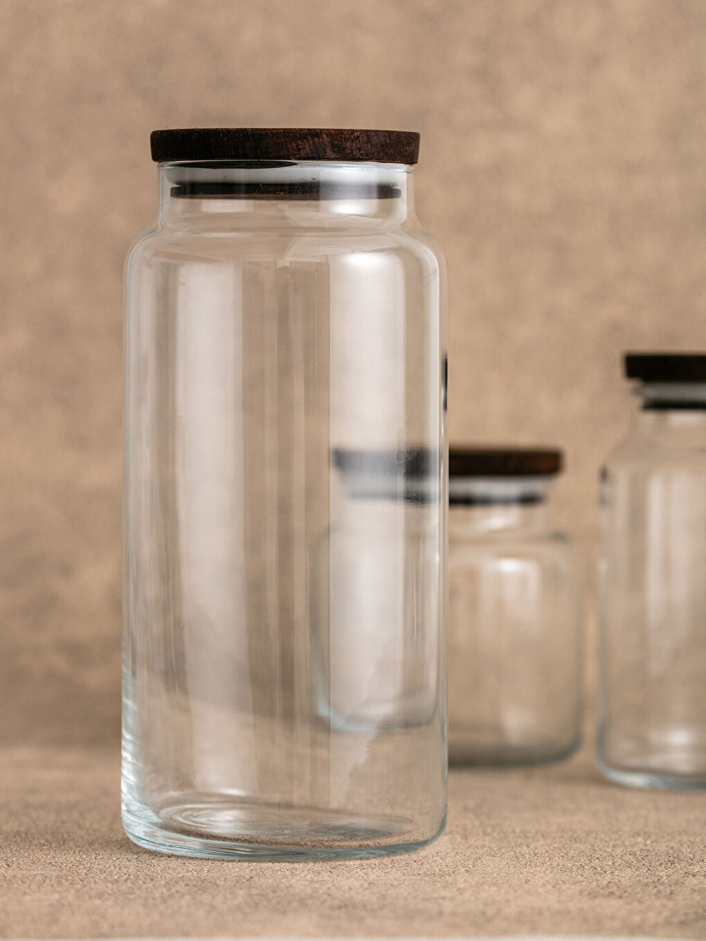 LCW HOME Wooden Lid Glass Jar 1400 ml -W1KH25Z8-Q57