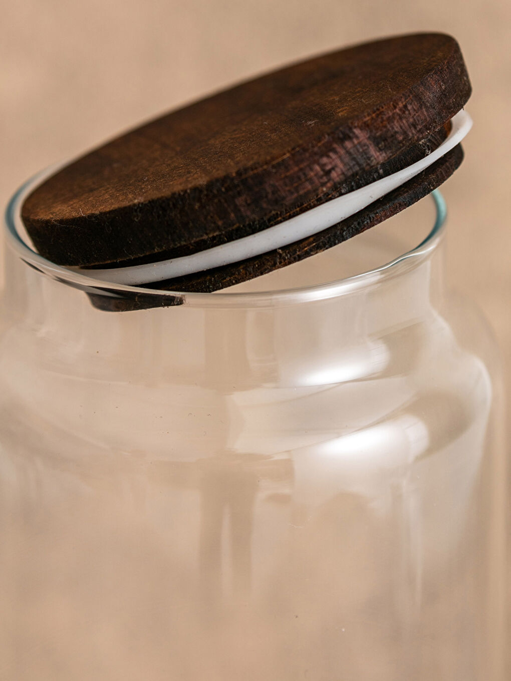 LCW HOME Wooden Lid Glass Jar 1400 ml -W1KH25Z8-Q57
