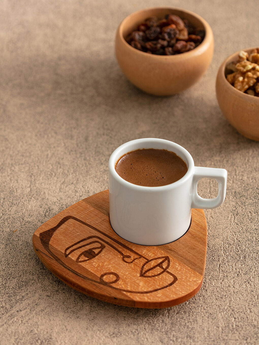 LCW HOME Porcelain Turkish Coffee Cup and Printed Wooden Turkish Coffee Saucer 125 Ml -W1KH34Z8-F9C