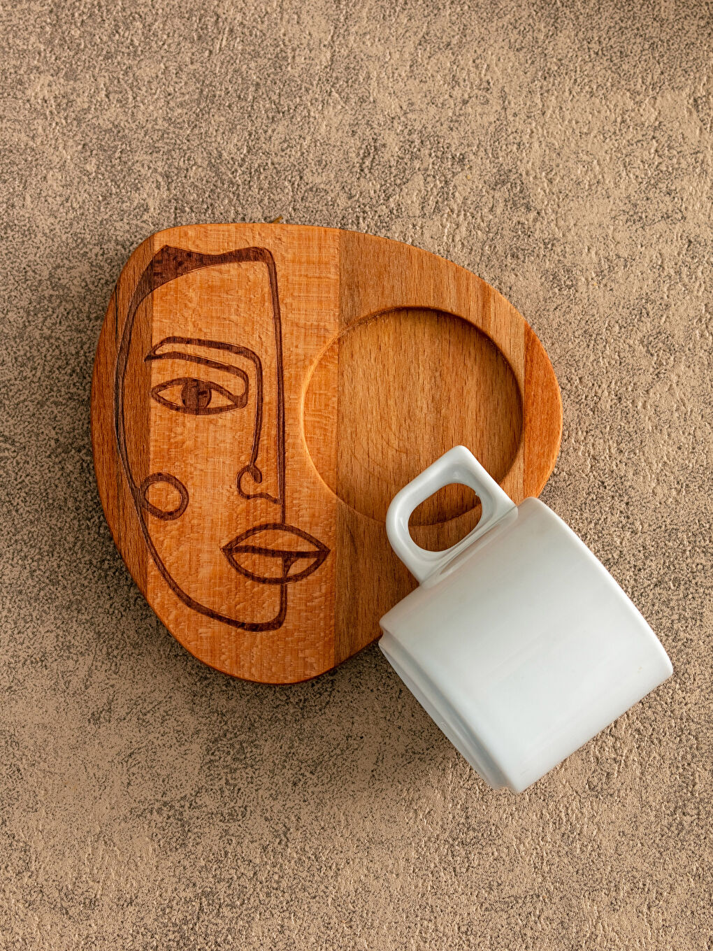 LCW HOME Porcelain Turkish Coffee Cup and Printed Wooden Turkish Coffee Saucer 125 Ml -W1KH34Z8-F9C