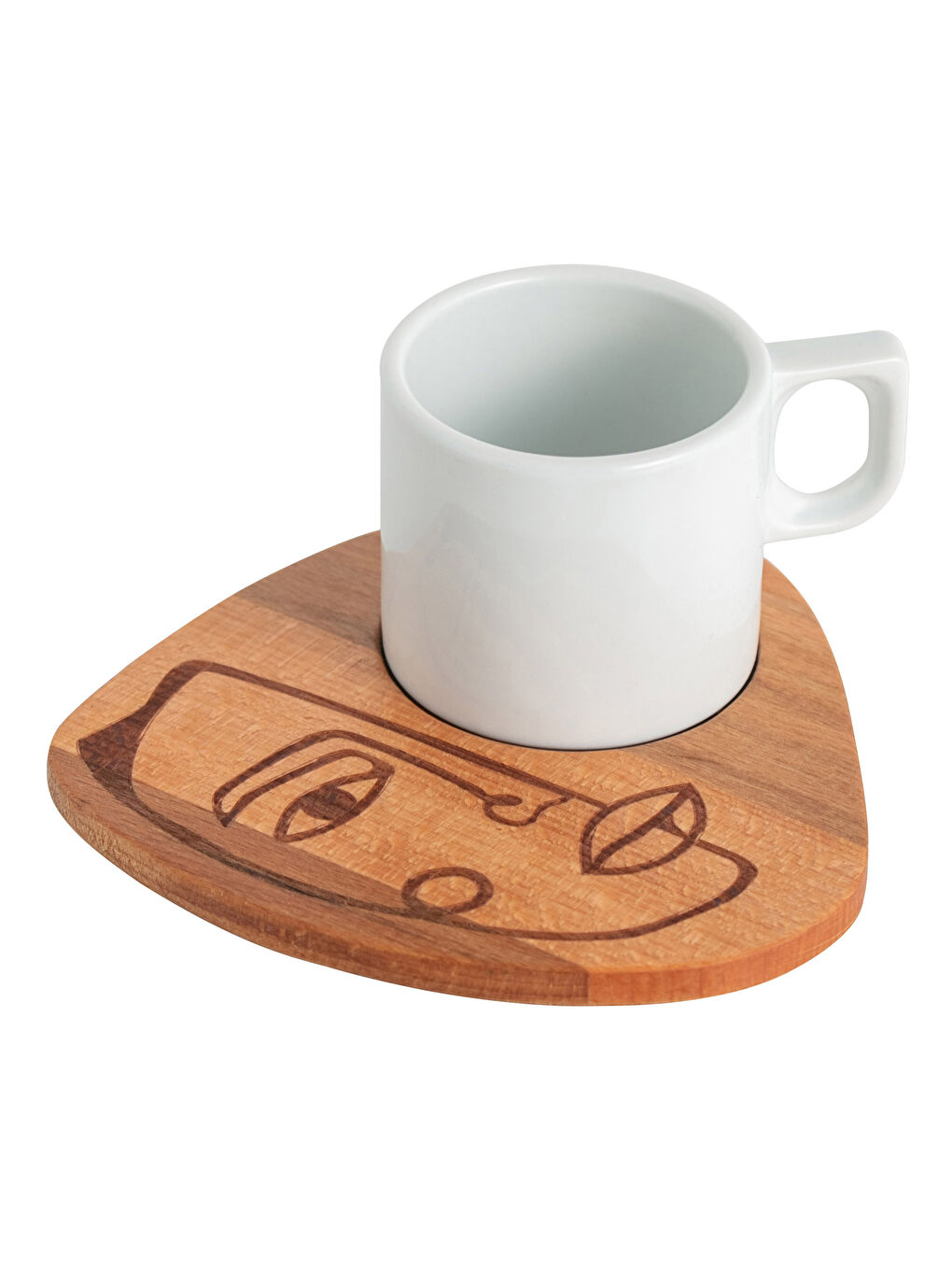 LCW HOME Porcelain Turkish Coffee Cup and Printed Wooden Turkish Coffee Saucer 125 Ml -W1KH34Z8-F9C