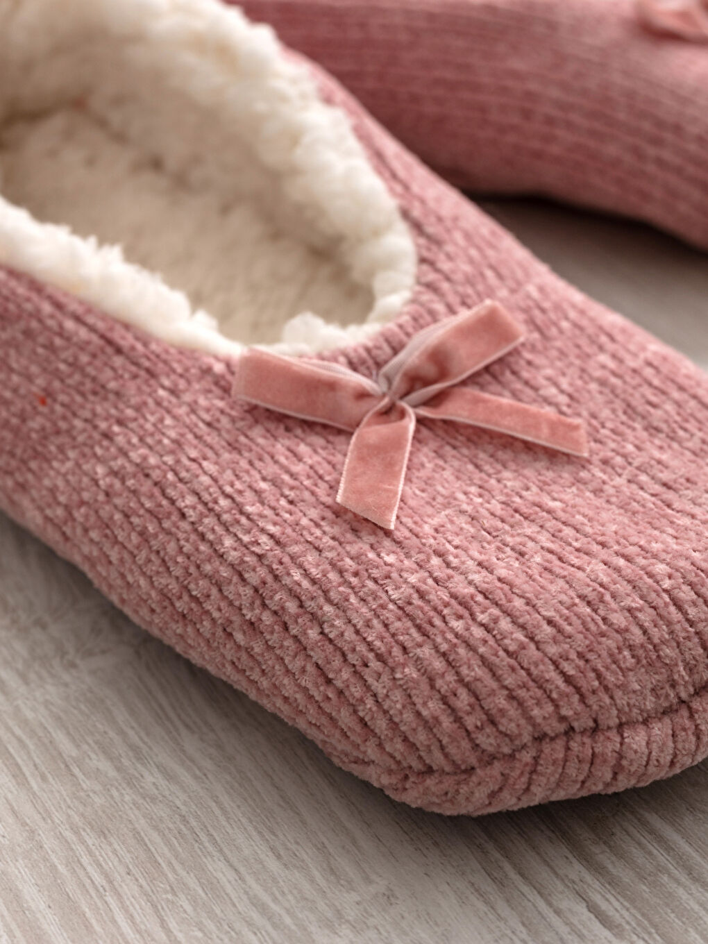 Chaussures de Maison pour Femmes en Velours avec Nœud Détail-1