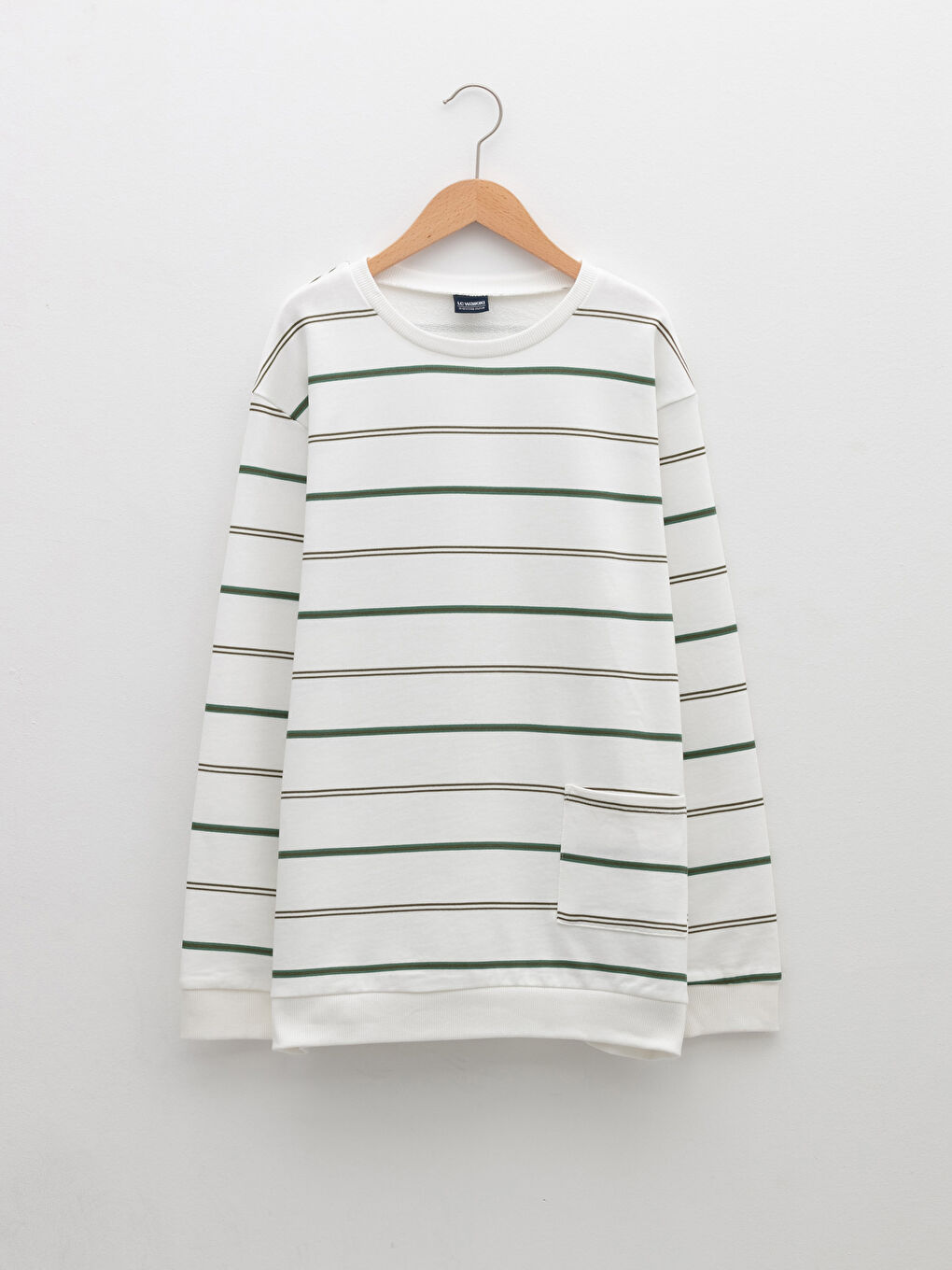 Yeşil Bisiklet Yaka Çizgili Uzun Kollu Erkek Çocuk Sweatshirt