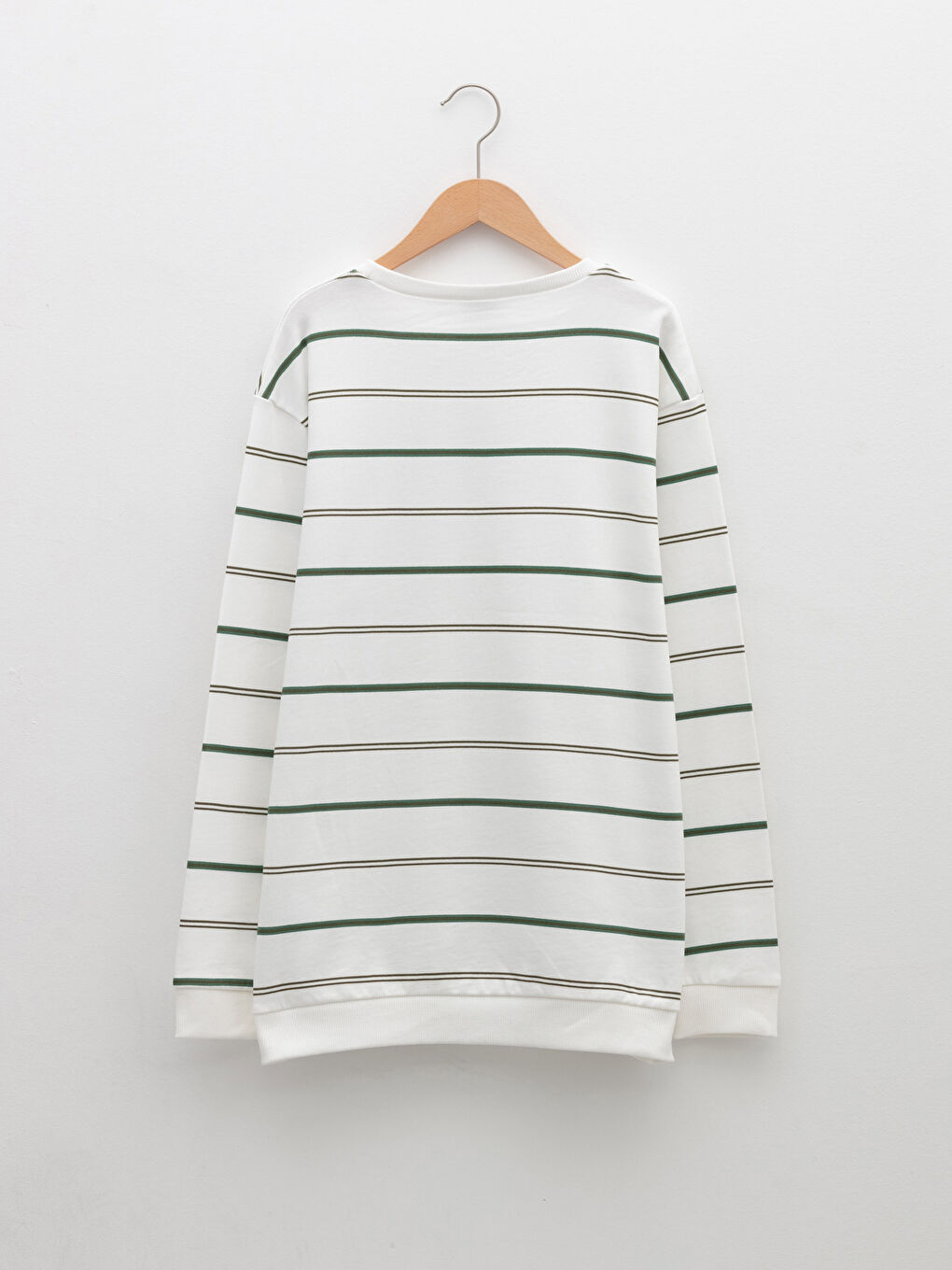 Yeşil Bisiklet Yaka Çizgili Uzun Kollu Erkek Çocuk Sweatshirt-1