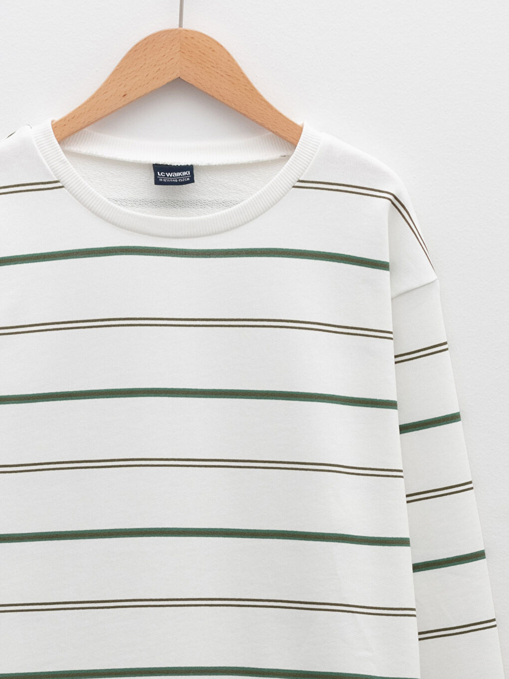 Yeşil Bisiklet Yaka Çizgili Uzun Kollu Erkek Çocuk Sweatshirt-2