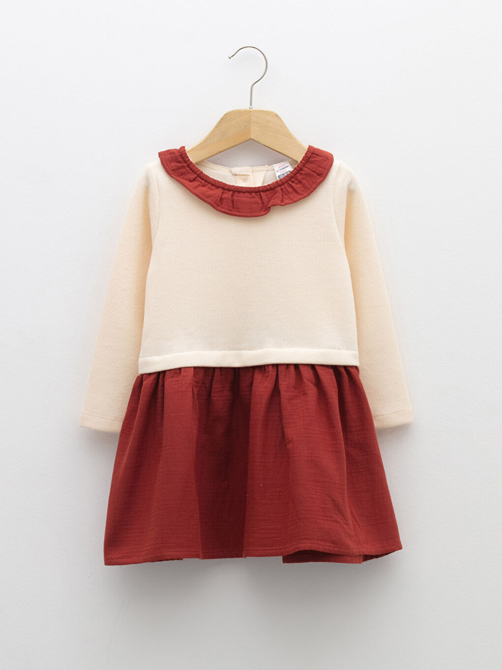 Crew Neck Long Sleeve Basic Baby Girls' Dress