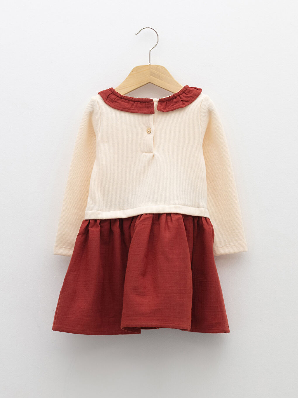 Crew Neck Long Sleeve Basic Baby Girls' Dress-1