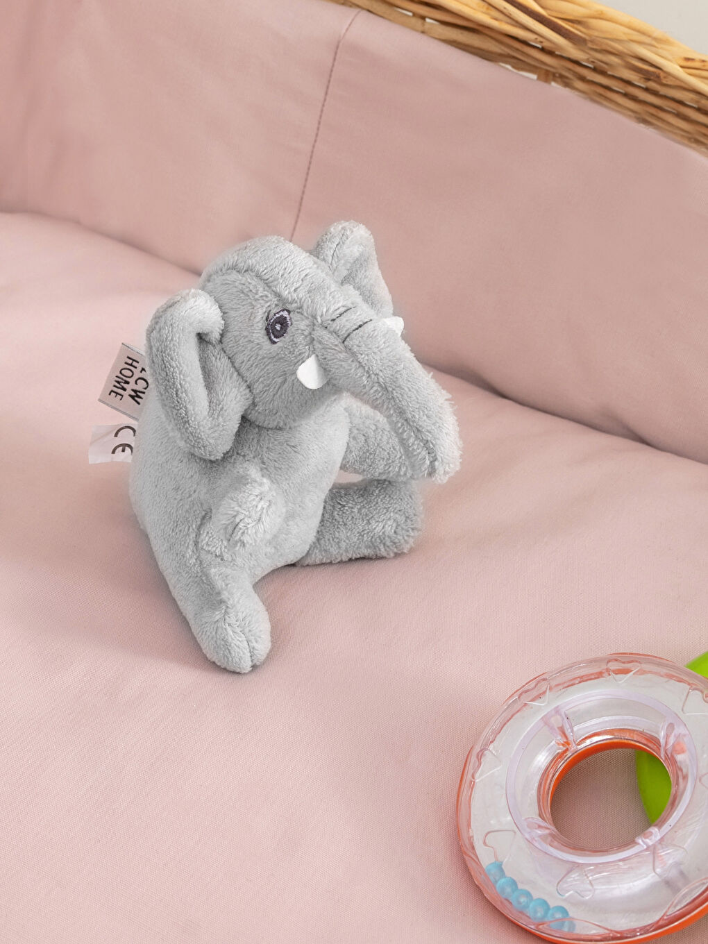 وسادة نوم الطفل فيل قطيفة محشوة بتفاصيل تطريز 12x9 سم-1