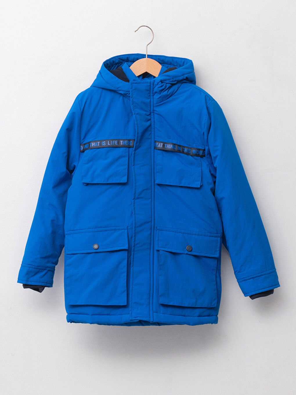 LCW Kids Hooded Printed Boy Thick Coat -W1LF28Z4-JUF