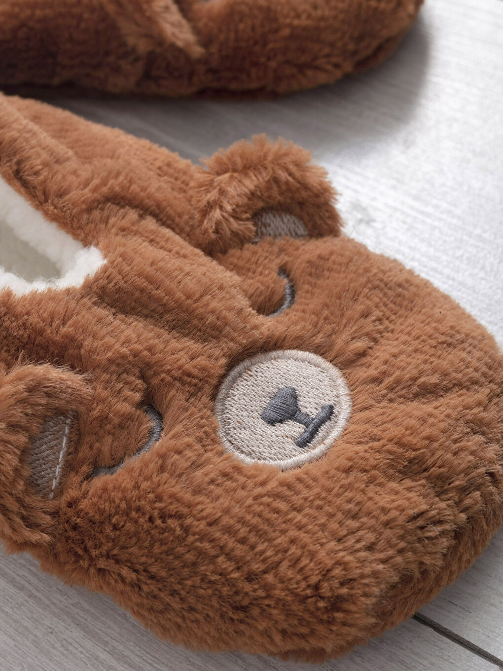 Embroidery Detailed Plush Boy's House Shoes-2