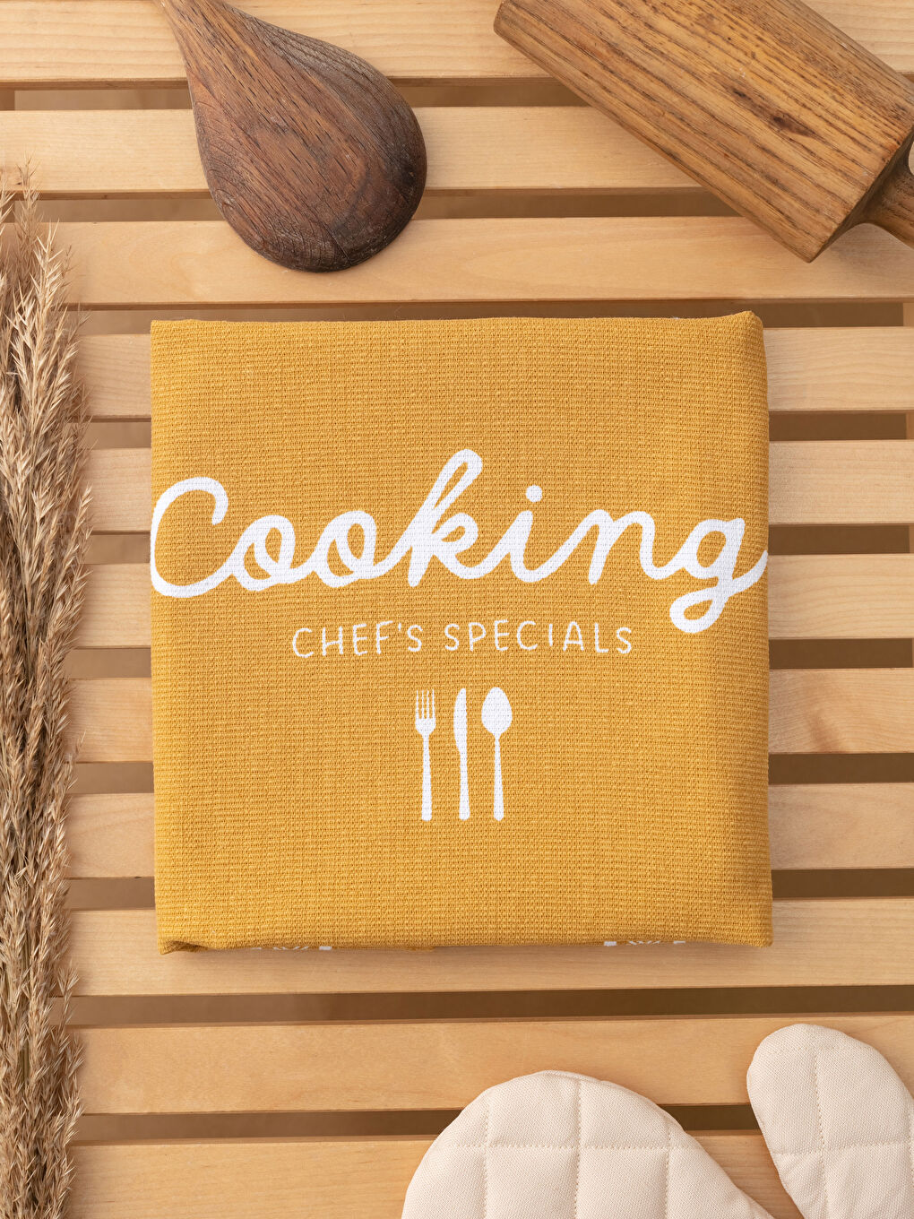 Sarı Pamuklu Baskılı Kurulama Bezi 40x60 cm-1