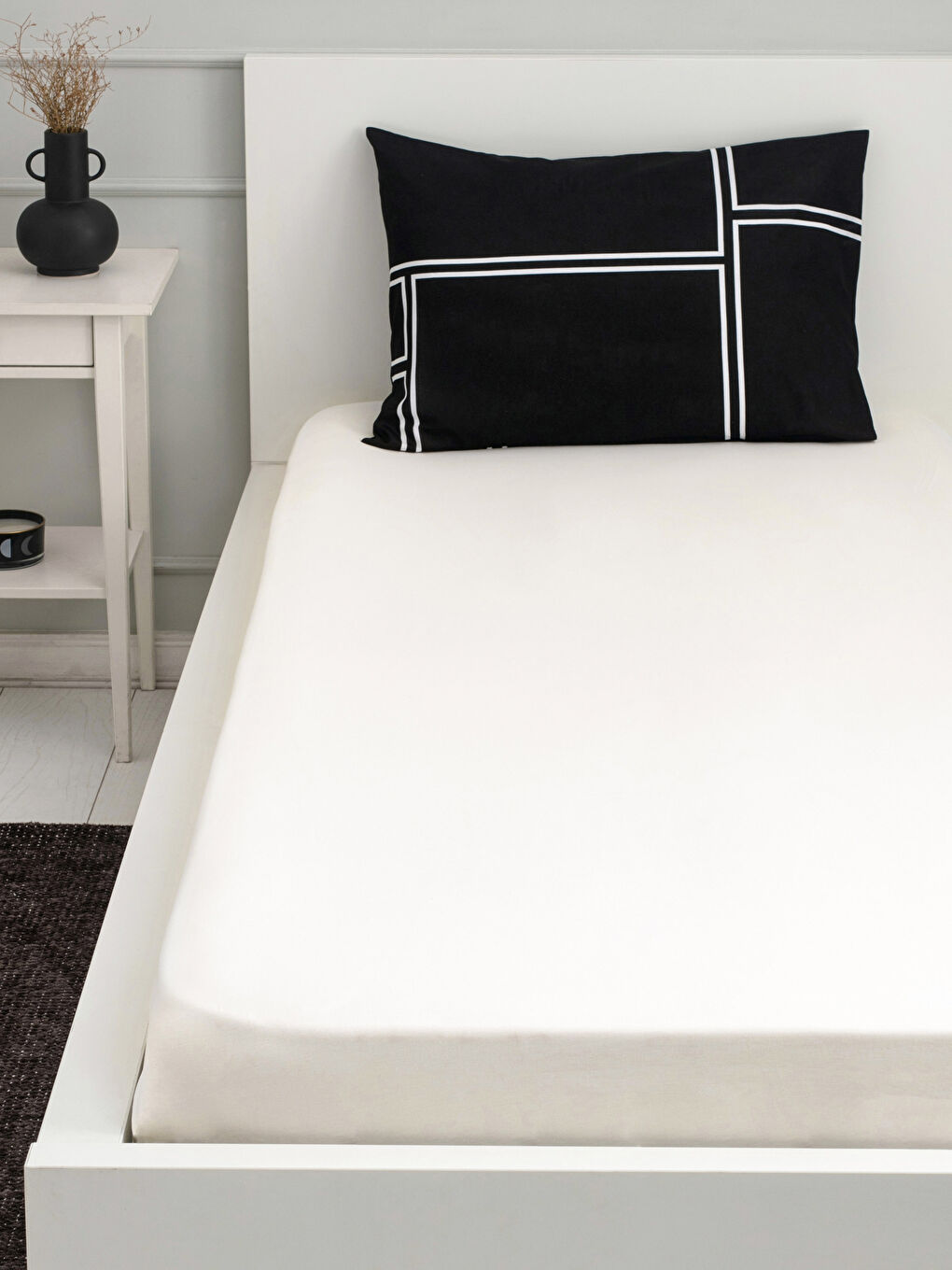 Bej Tek Kişilik Pamuklu Düz Lastikli Çarşaf 100x200x30 cm