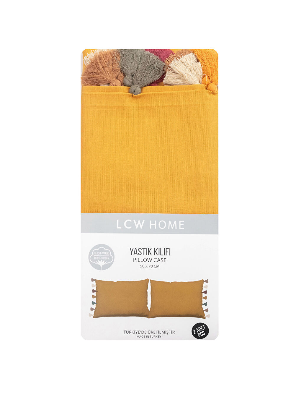 Taie d'oreiller imprimée avec détails à pompons 2 pièces 50x70 cm-2