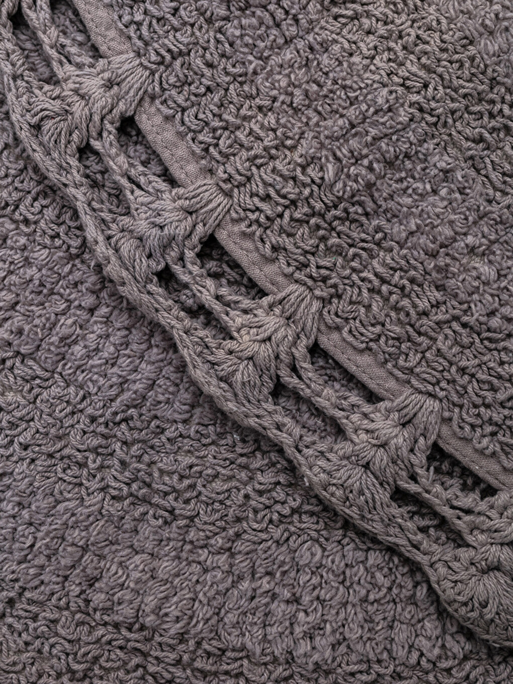 Gri Pamuklu Yuvarlak Banyo Paspası 80x80 cm-1