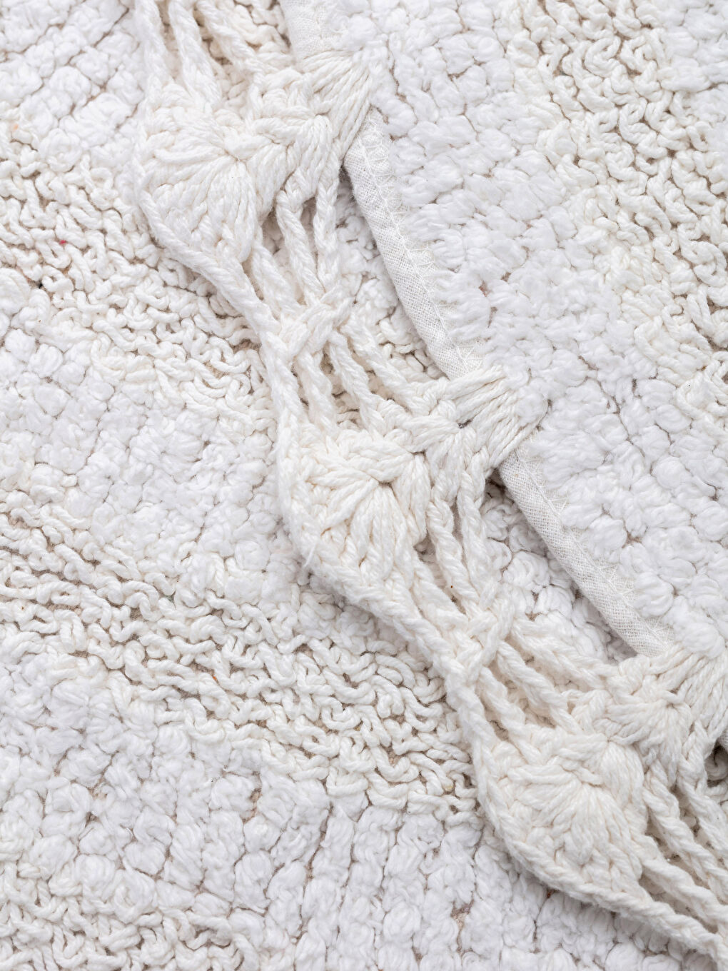 Ekru Pamuklu Yuvarlak Banyo Paspası 80x80 cm-1