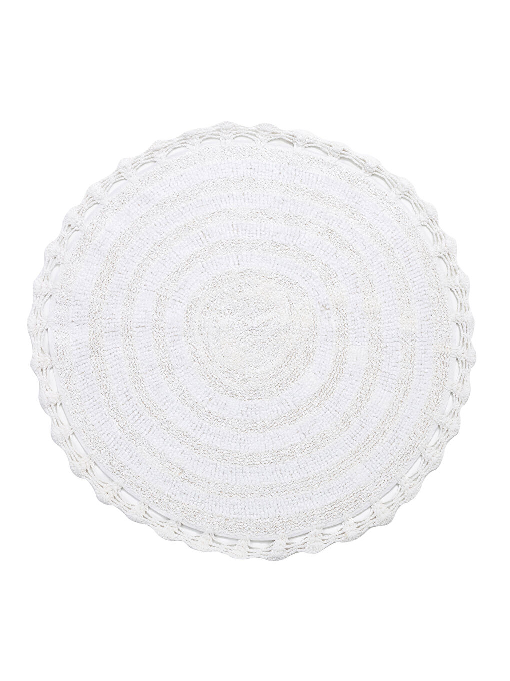 Ekru Pamuklu Yuvarlak Banyo Paspası 80x80 cm-2