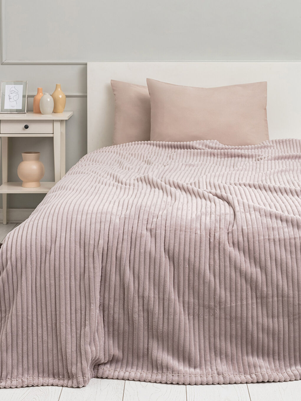 Doppelte Übergroße Weiche Strukturierte Kord-Decke 220x240 Cm