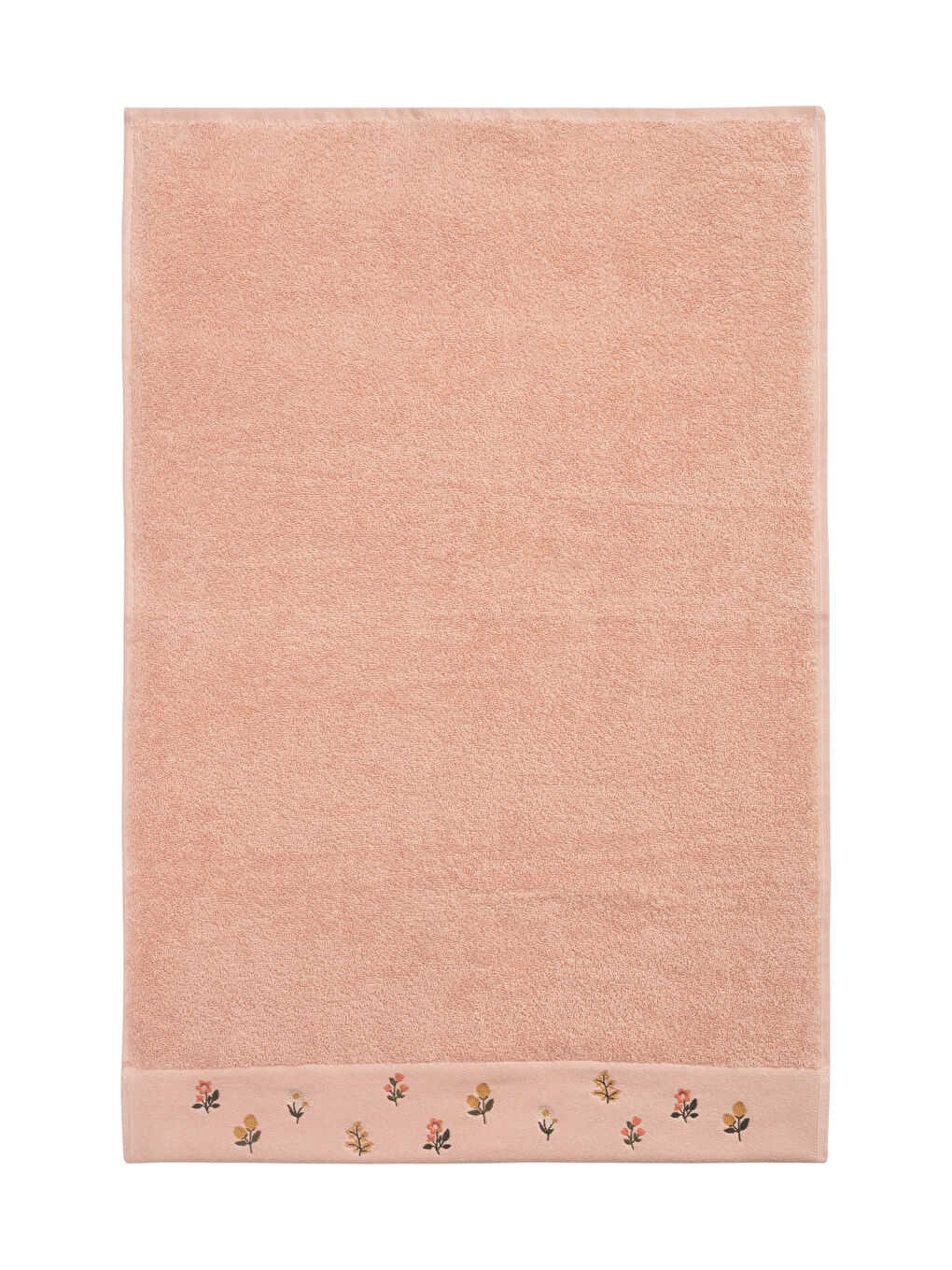 Pembe Çiçek Nakışlı Bukle Yüz Havlusu 50x80 cm-3