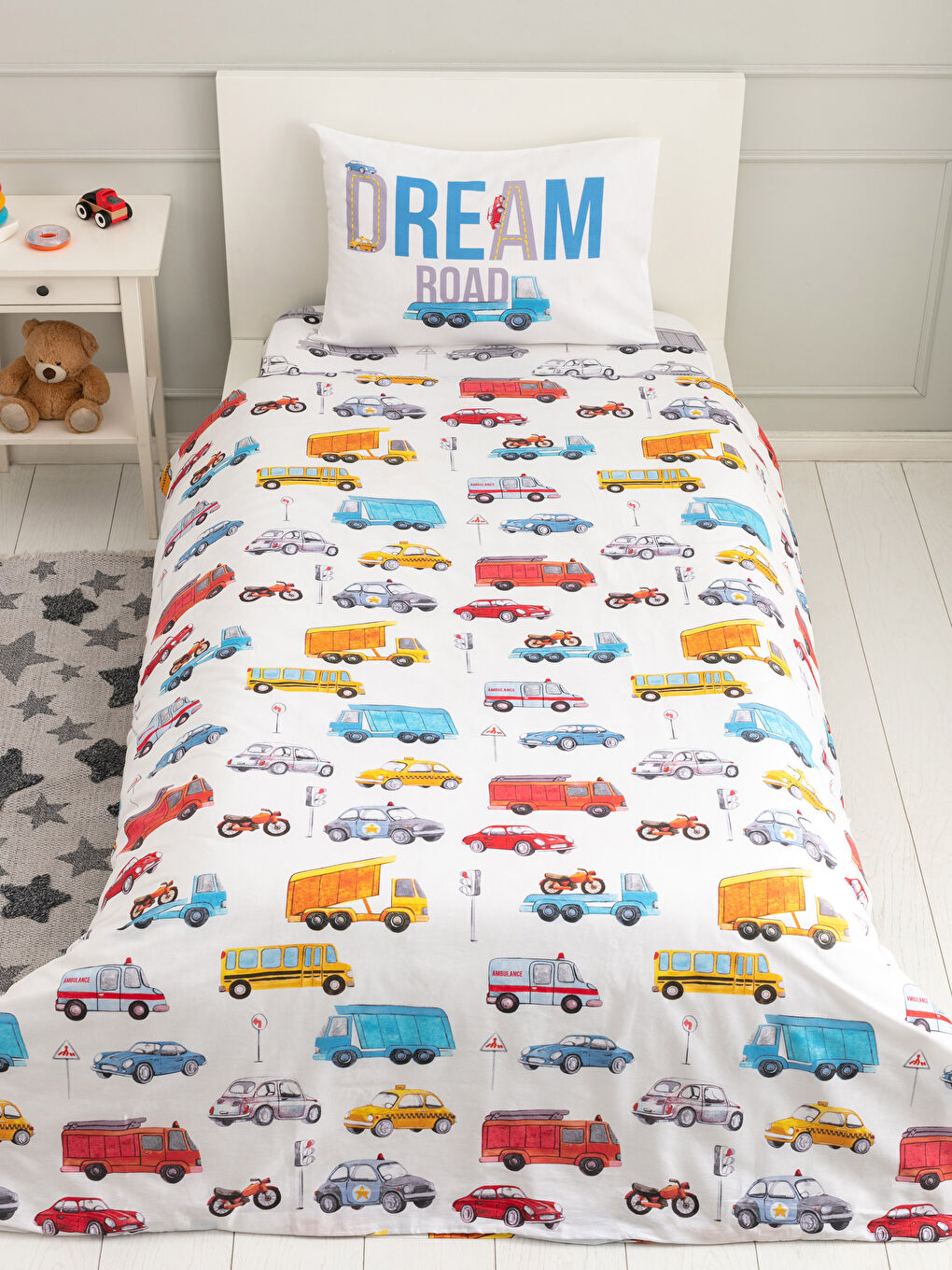 Tek Kişilik Taşıt Desenli Çocuk Nevresim Takımı-2