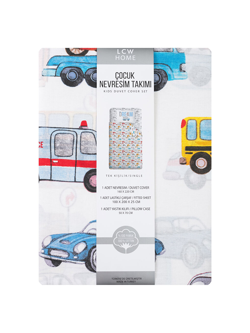 Tek Kişilik Taşıt Desenli Çocuk Nevresim Takımı-6