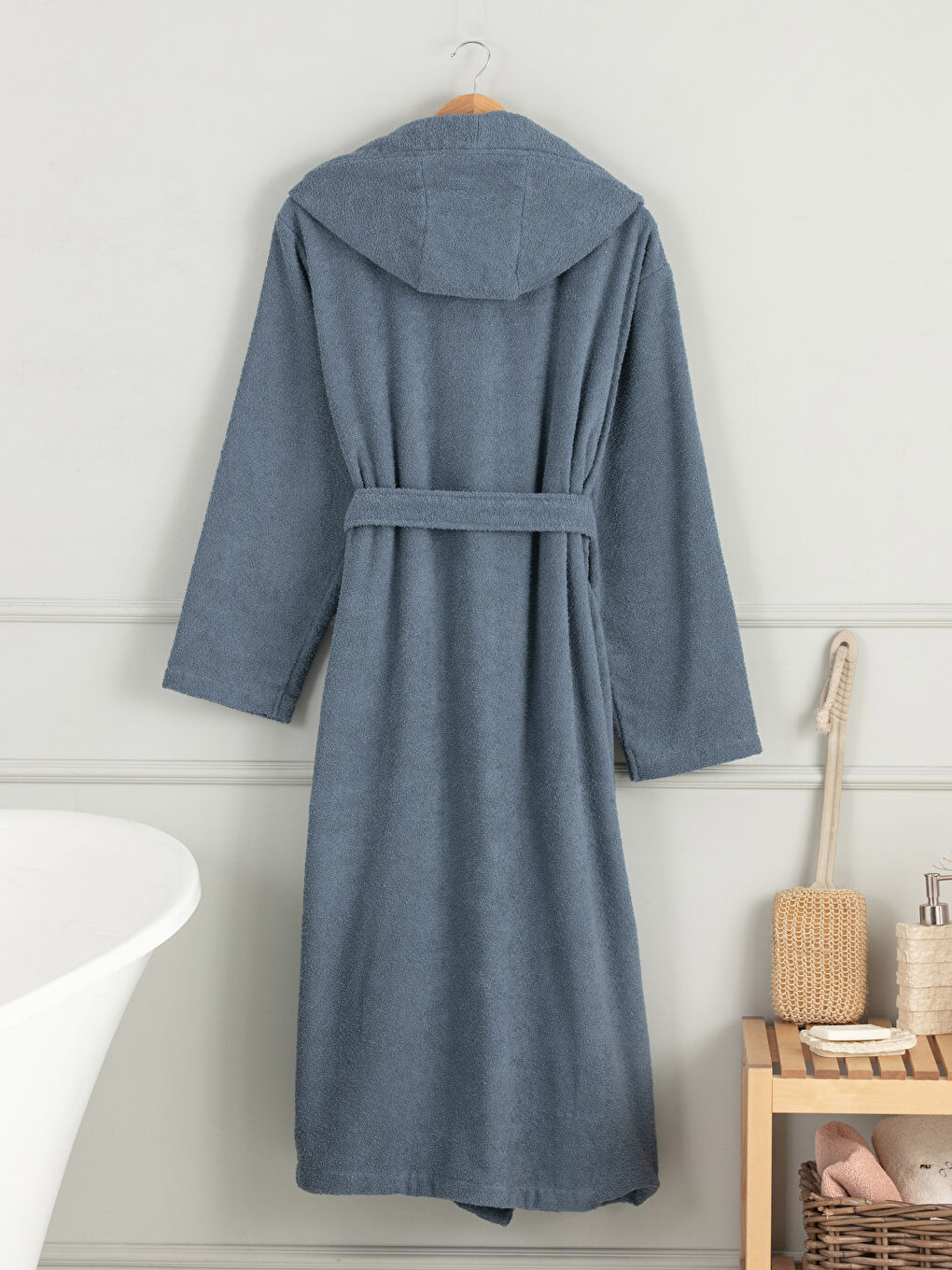 Jednostavan Dugi Muški Bade Mantil Sa Kapuljačom-1