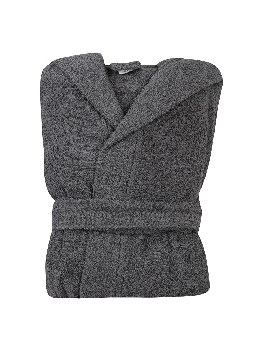 Gri Düz Uzun Kapüşonlu Erkek Bornoz-4