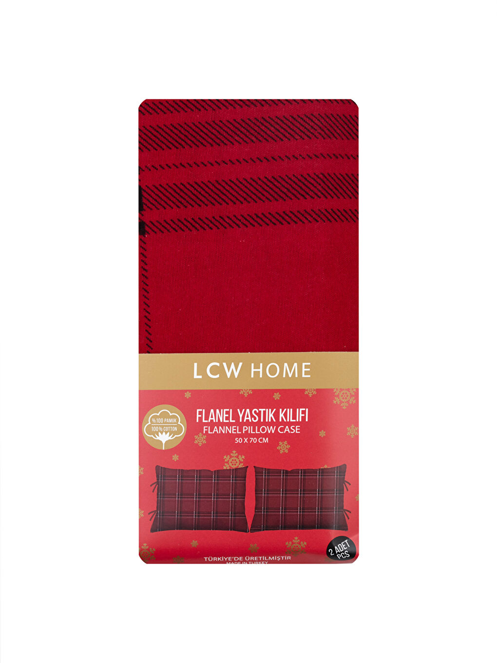 غطاء وسادة بنقشة المربعات من الفلانيل قطعتين 50x70 سم-2