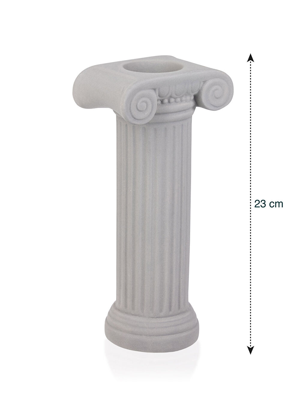 LCW HOME Gri Baskılı Sütun Görünümlü Seramik Şamdan Mumluk 23 Cm - 3