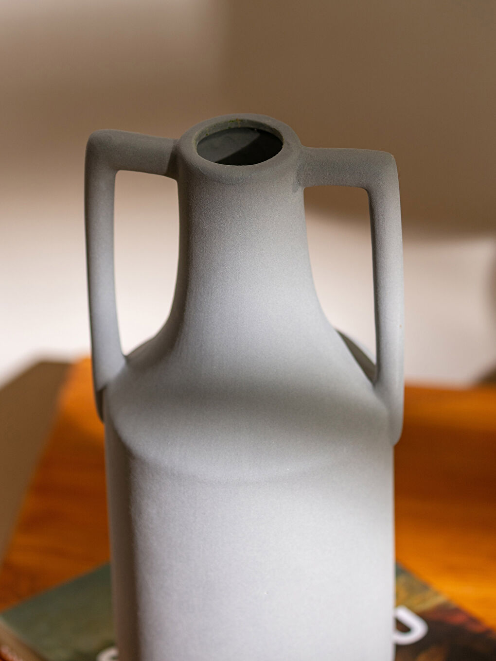 Gri Düz Seramik Dekoratif Vazo 11x25 cm-2