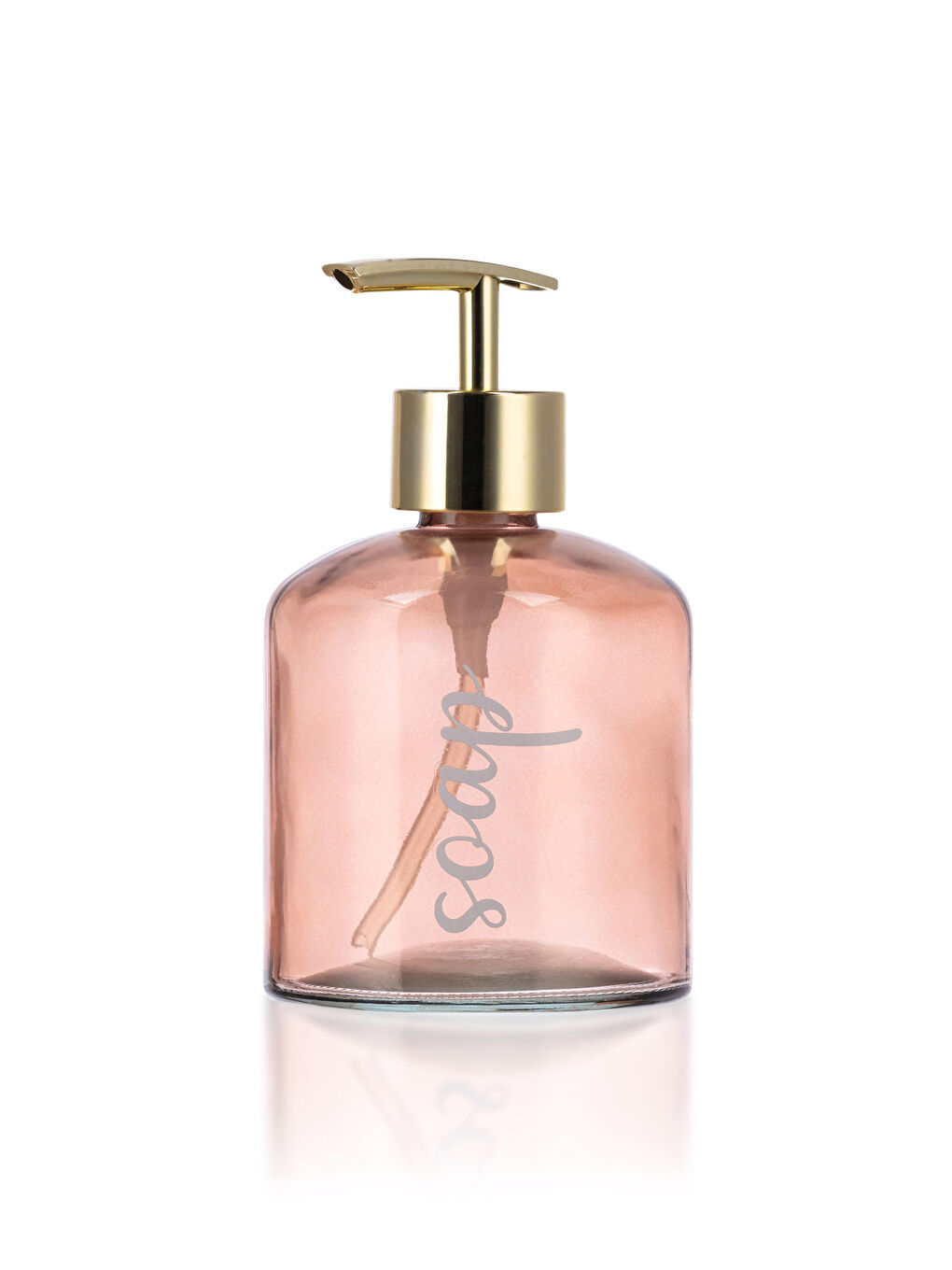 Text Printed Glass Liquid Soap Dispenser 8x8x15 Cm-4