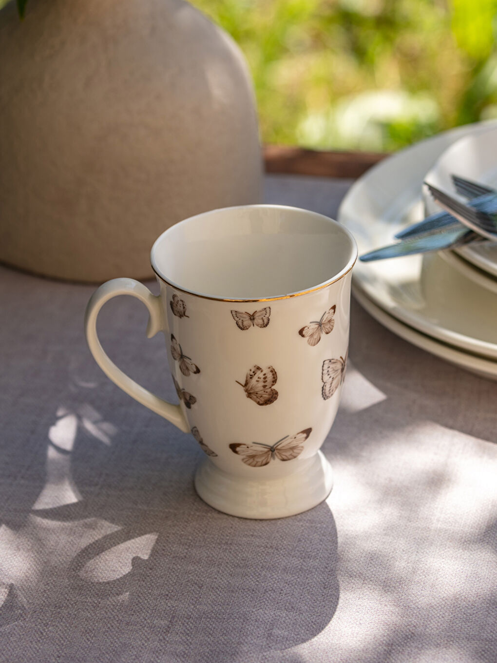 Karışık Kelebek Desenli Porselen Kupa 10 cm-1