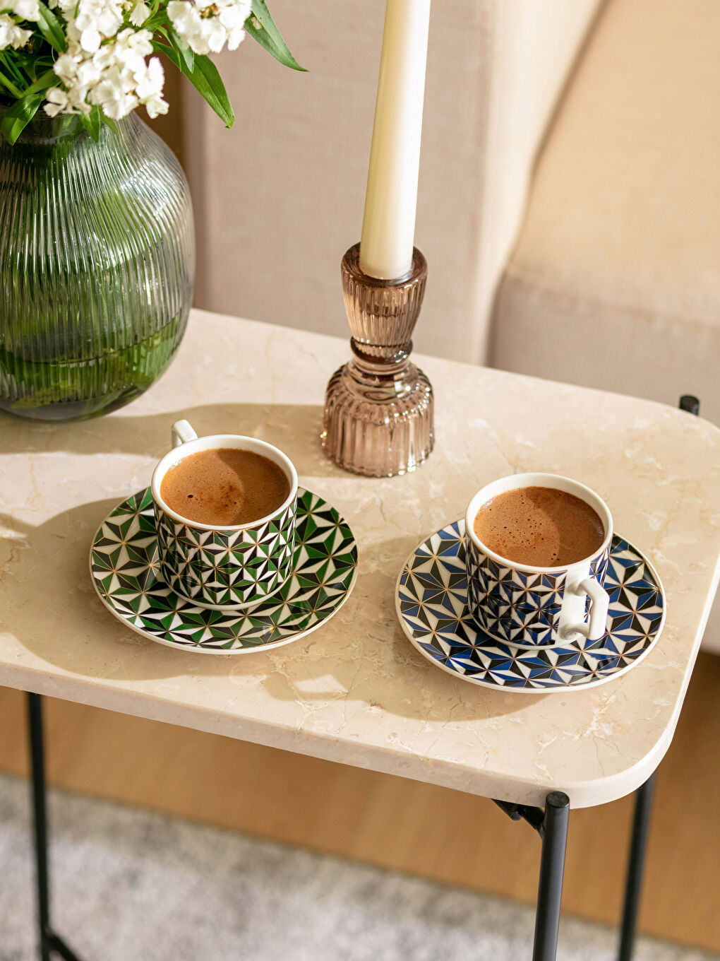 Set de Cești de Cafea din Porțelan Imprimat de 2 Bucăți-1