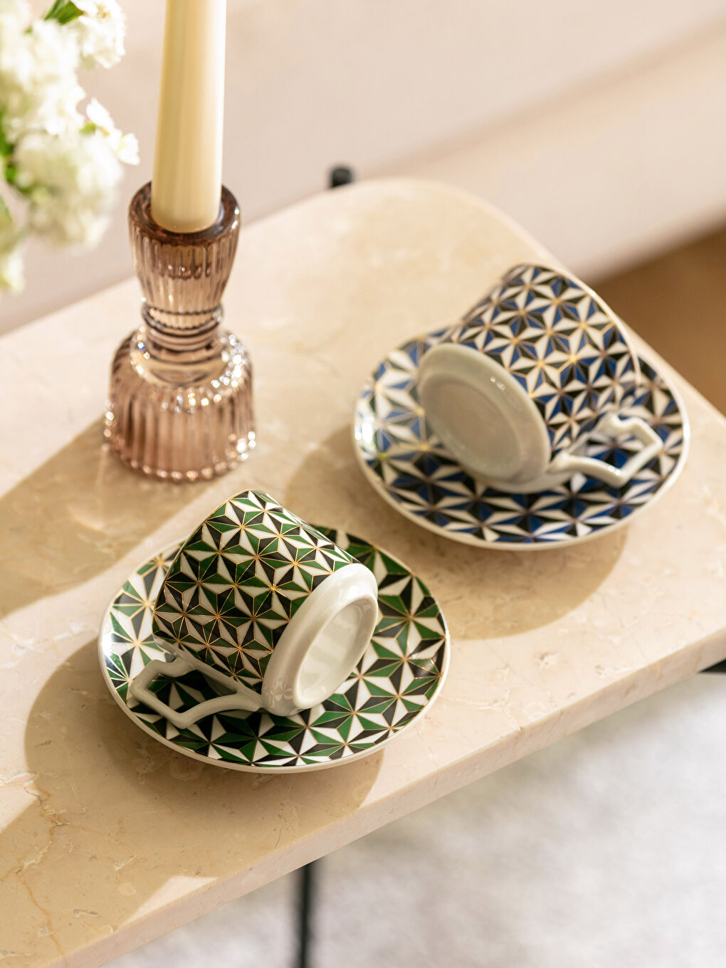 Set de Cești de Cafea din Porțelan Imprimat de 2 Bucăți-3