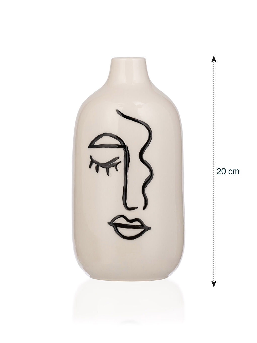 Siyah Yüz Baskılı Seramik Dekoratif Vazo 10x9x20 cm-3