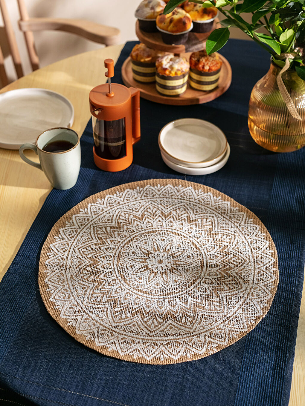 Ethnic Pattern Jute Placemat 40x40 Cm -W26293Z8-LU7