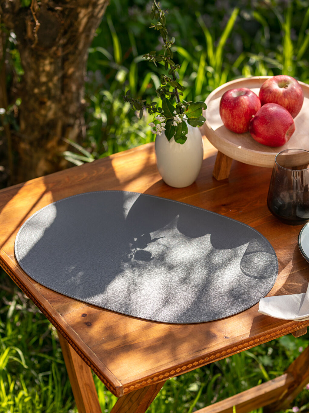 Gri Oval Köşeli Amerikan Servis 30x40 cm-1