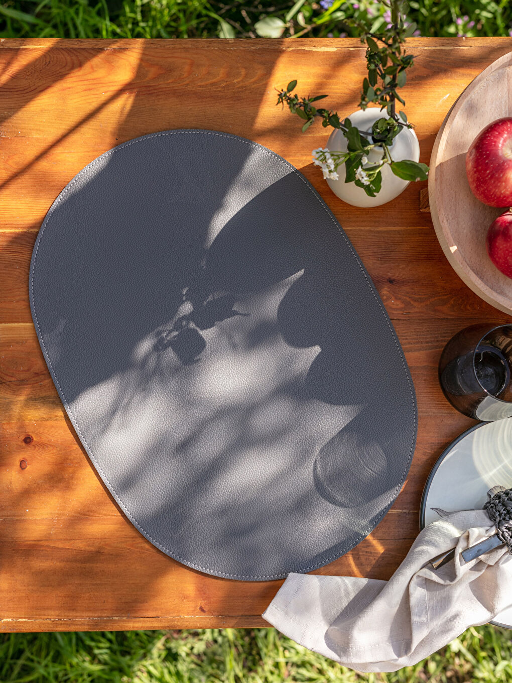 Gri Oval Köşeli Amerikan Servis 30x40 cm-2