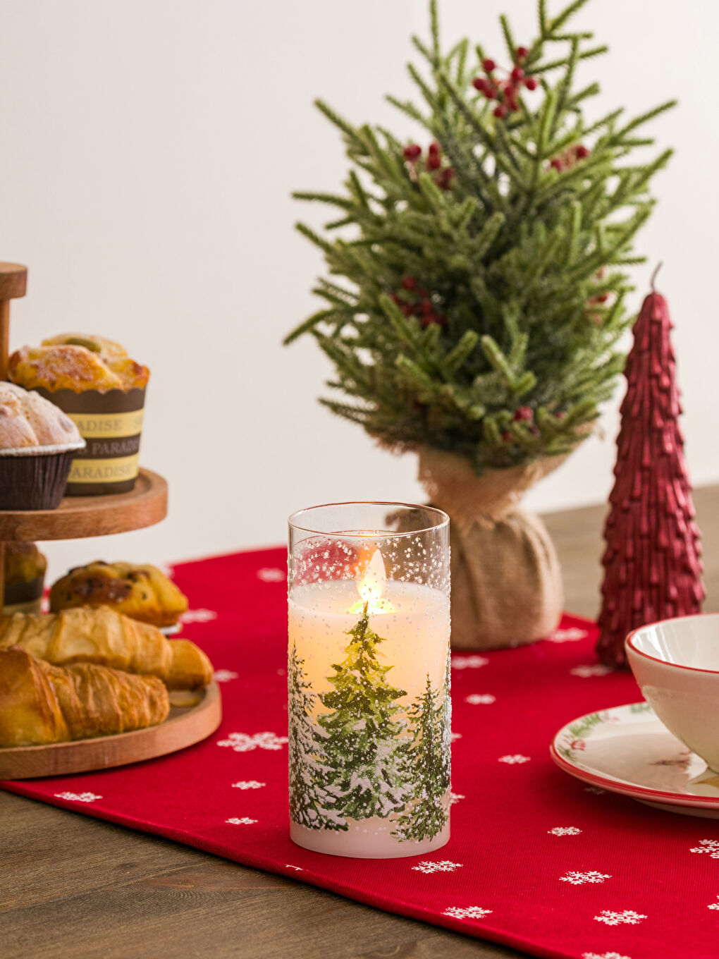 Gri Yılbaşı Temalı Dekoratif Bardak Mum