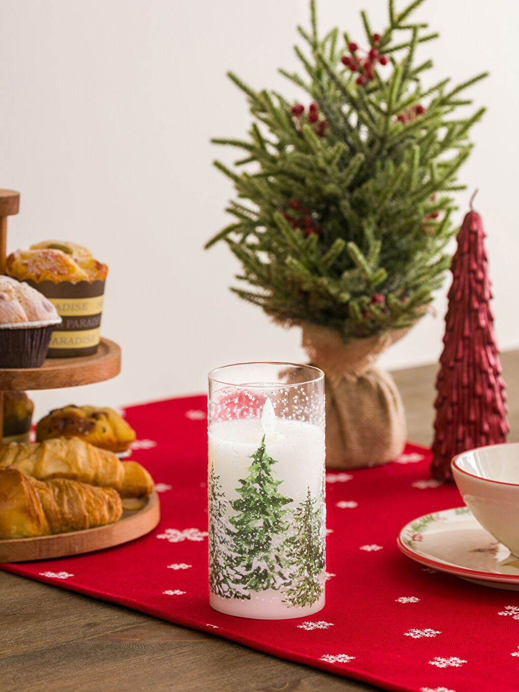 Gri Yılbaşı Temalı Dekoratif Bardak Mum-1