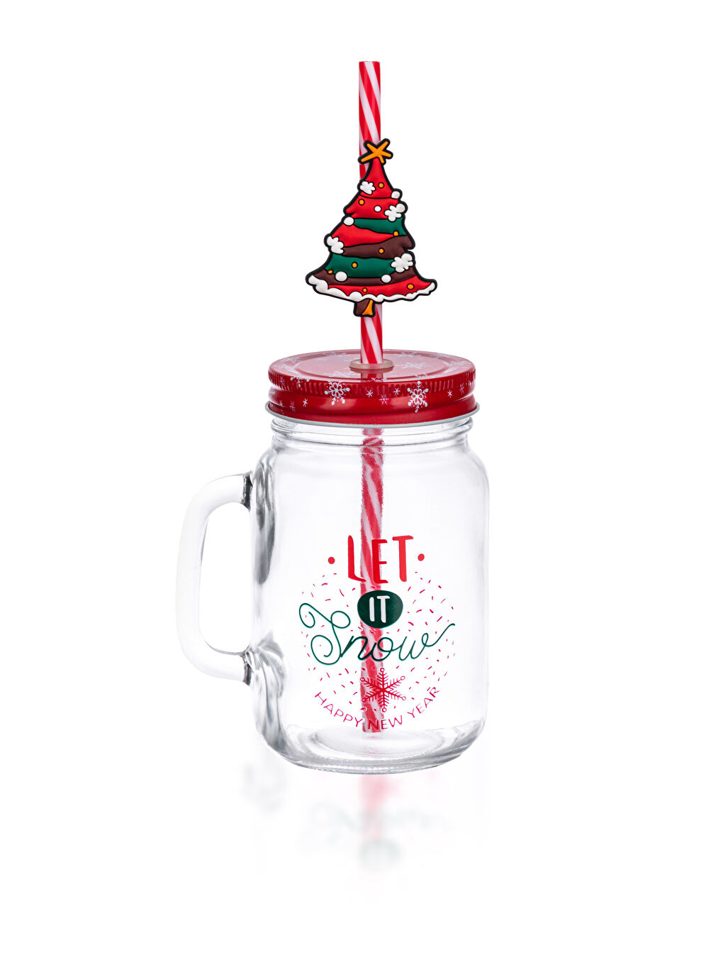 LCW HOME Christmas Themed Glass Cup With Straw 500 Ml -W27527Z8-F9C