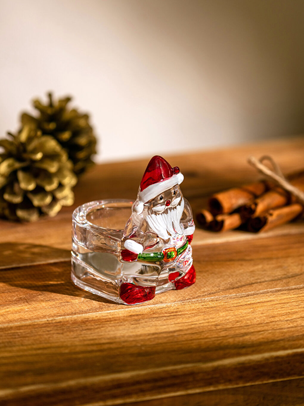 Коледна Тематична Стъклена Стойка за Свещ-1