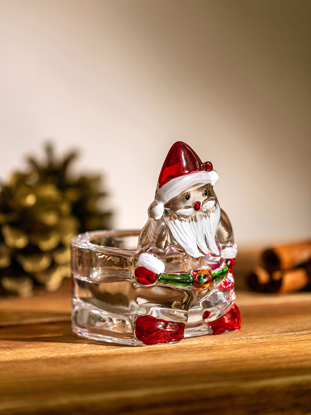 Коледна Тематична Стъклена Стойка за Свещ-2