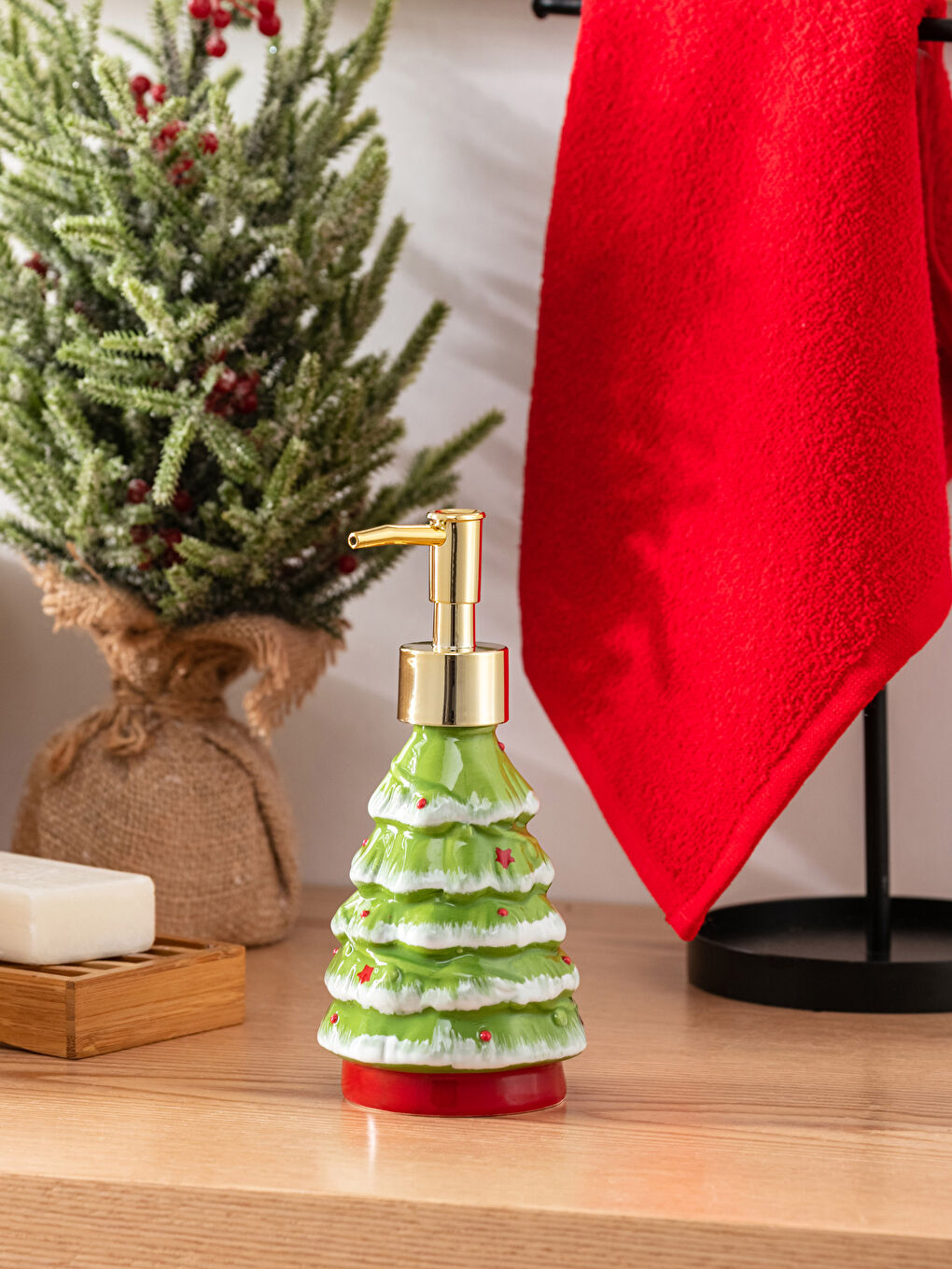 Christmas Themed Ceramic Liquid Soap Dispenser 215 Ml