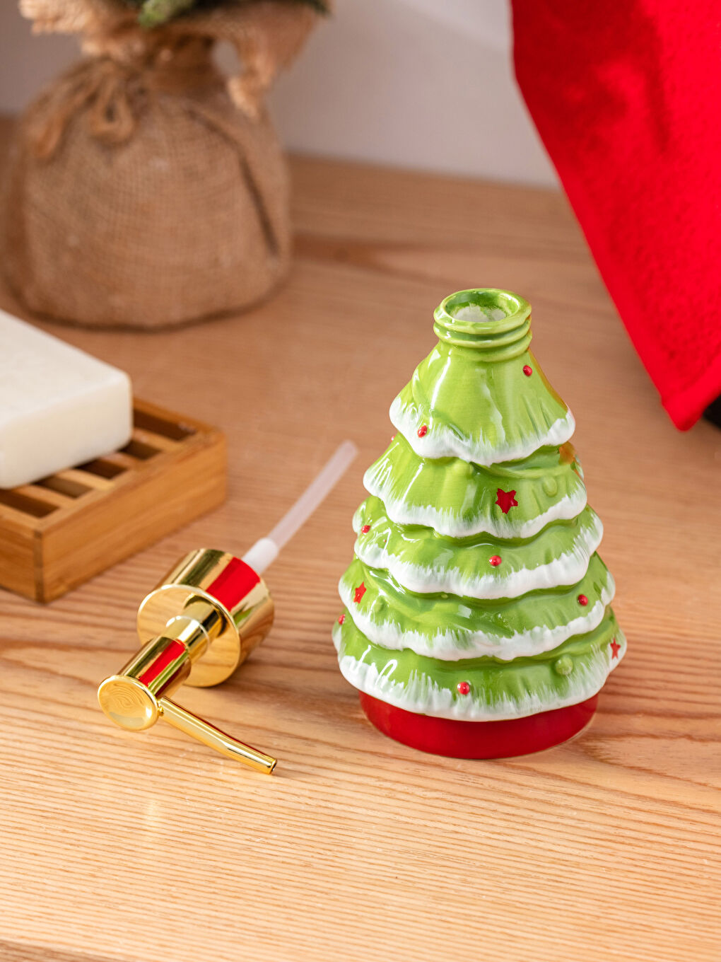 Christmas Themed Ceramic Liquid Soap Dispenser 215 Ml-2